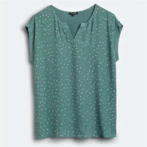 Papermoon Teal Dot Cap Sleeve Blouse Size Large